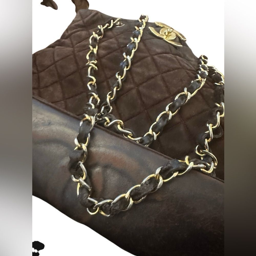 CHANEL Dark Brown Quilted Tote with Gold Chain - Picture 10 of 16